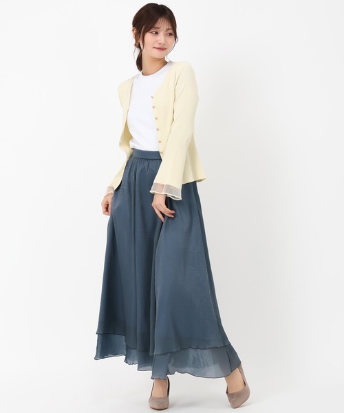 MISCH MASCH(ミッシュマッシュ)の「シアーフレア袖ペプラムカーディガン(カーディガン/ボレロ・レディース・ホワイト/ネイビー/イエロー・フリ-)」の8枚目の写真