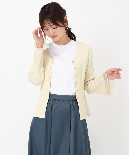 MISCH MASCH(ミッシュマッシュ)の「シアーフレア袖ペプラムカーディガン(カーディガン/ボレロ・レディース・ホワイト/ネイビー/イエロー・フリ-)」の10枚目の写真