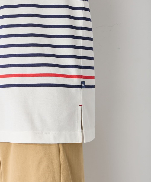 Petit Honfleur（プチオンフルール）の「【接触冷感・UVカット】オーガニックコットンボーダーTシャツ（Tシャツ/カットソー・レディース・ネイビー/ホワイト・M/L）」の9枚目の写真