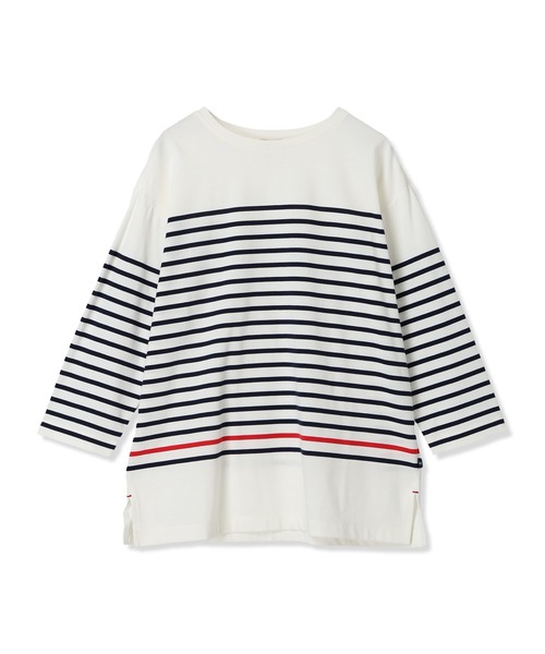 Petit Honfleur（プチオンフルール）の「【接触冷感・UVカット】オーガニックコットンボーダーTシャツ（Tシャツ/カットソー・レディース・ネイビー/ホワイト・M/L）」の12枚目の写真