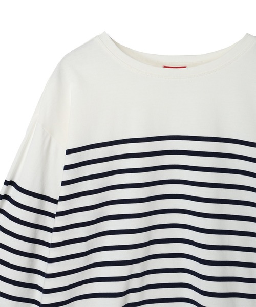 Petit Honfleur（プチオンフルール）の「【接触冷感・UVカット】オーガニックコットンボーダーTシャツ（Tシャツ/カットソー・レディース・ネイビー/ホワイト・M/L）」の14枚目の写真