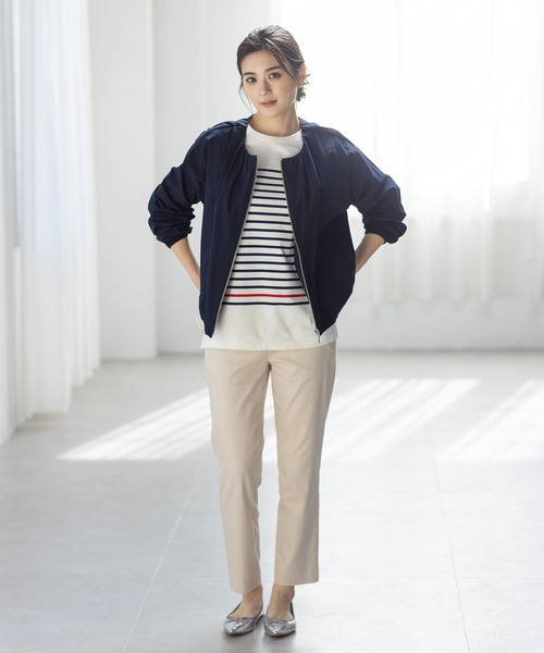 Petit Honfleur（プチオンフルール）の「【接触冷感・UVカット】オーガニックコットンボーダーTシャツ（Tシャツ/カットソー・レディース・ネイビー/ホワイト・M/L）」の21枚目の写真