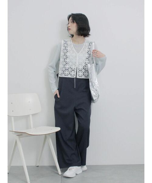 Samansa Mos2 blue(サマンサモスモスブルー)の「フロントジップサロペット(その他パンツ・レディース・キナリ/ネイビー/ブラック・F)」の3枚目の写真