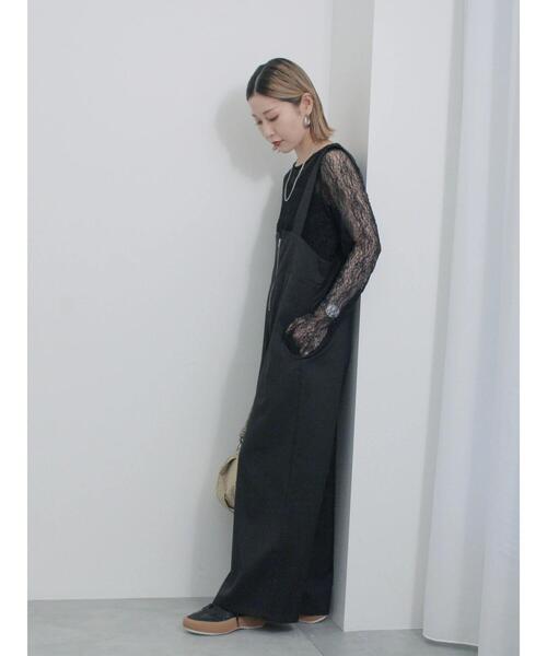 Samansa Mos2 blue(サマンサモスモスブルー)の「フロントジップサロペット(その他パンツ・レディース・キナリ/ネイビー/ブラック・F)」の6枚目の写真