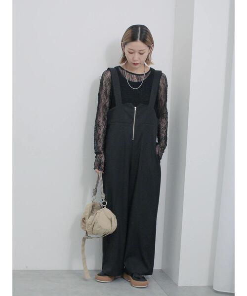 Samansa Mos2 blue(サマンサモスモスブルー)の「フロントジップサロペット(その他パンツ・レディース・キナリ/ネイビー/ブラック・F)」の9枚目の写真