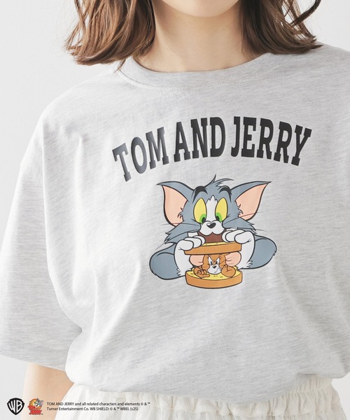 Honeys(ハニーズ)の「トムとジェリー/Tシャツ(Tシャツ/カットソー・レディース・ホワイト/オートミール/オレンジ/スミクロ/ミント・L/LL/M/S)」の3枚目の写真