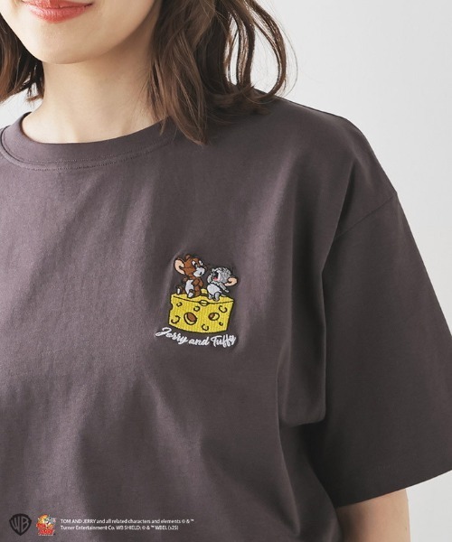 Honeys(ハニーズ)の「トムとジェリー/Tシャツ(Tシャツ/カットソー・レディース・ホワイト/オートミール/オレンジ/スミクロ/ミント・L/LL/M/S)」の2枚目の写真
