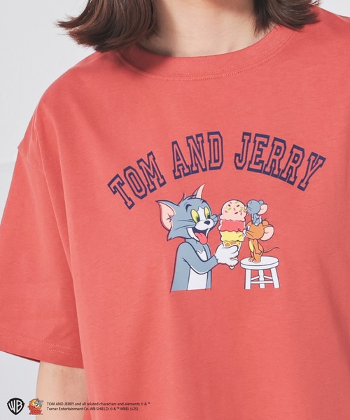 Honeys(ハニーズ)の「トムとジェリー/Tシャツ(Tシャツ/カットソー・レディース・ホワイト/オートミール/オレンジ/スミクロ/ミント・L/LL/M/S)」の5枚目の写真