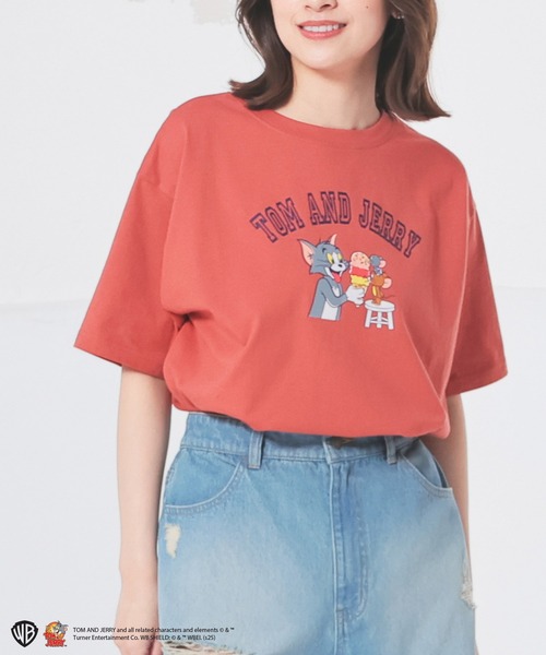Honeys(ハニーズ)の「トムとジェリー/Tシャツ(Tシャツ/カットソー・レディース・ホワイト/オートミール/オレンジ/スミクロ/ミント・L/LL/M/S)」の8枚目の写真