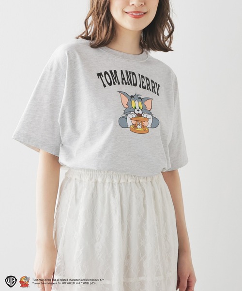 Honeys(ハニーズ)の「トムとジェリー/Tシャツ(Tシャツ/カットソー・レディース・ホワイト/オートミール/オレンジ/スミクロ/ミント・L/LL/M/S)」の14枚目の写真