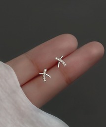 yu-ka | YU-KA:CZクロス ミニピアス zirconia cross mini pierce(ピアス(両耳用))