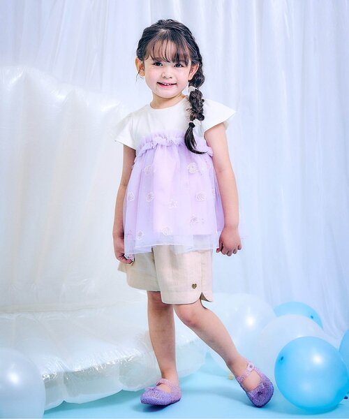 apres les cours（アプレレクール）の「【ジュニア対応】ハートポケットショートきゅんパンツ（その他パンツ・キッズ・アイボリー/サーモンピンク/イエロー/インディゴブルー/チェック・110/100/90/80/140/130/120）」の18枚目の写真