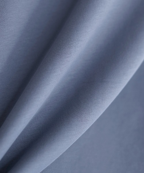 LILL（リル）の「サイドスリットコットンポンチビッグシルエットシルケットライク5分袖ドレープハーフジップカットソー（Tシャツ/カットソー・メンズ・ホワイト×ブラック/ブラック/ブルーグレー/ブルー系/ホワイト/ブラック×ホワイト・S/M/L/XL）」の18枚目の写真