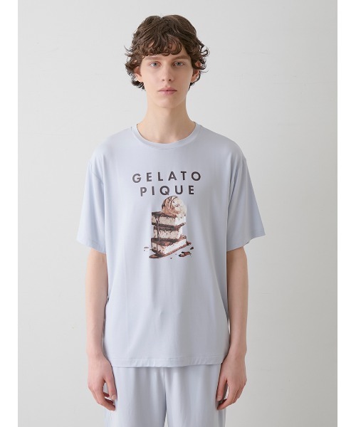 gelato pique（ジェラートピケ）の「【HOMME】【接触冷感】COOLレーヨンデザートロゴTシャツ（ルームウェア/パジャマ・メンズ・チャコールグレー/ブルー・MEDIUM/LARGE）」の5枚目の写真