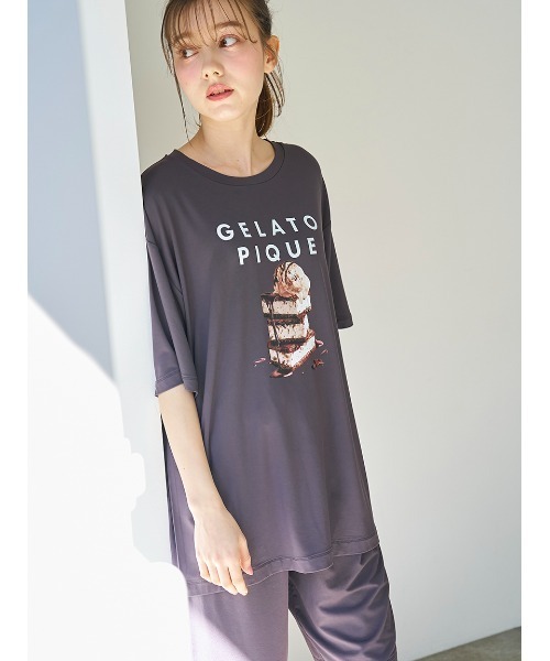 gelato pique（ジェラートピケ）の「【HOMME】【接触冷感】COOLレーヨンデザートロゴTシャツ（ルームウェア/パジャマ・メンズ・チャコールグレー/ブルー・MEDIUM/LARGE）」の14枚目の写真