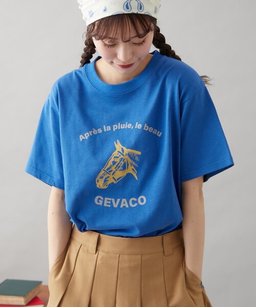 GEVACO（ゲバコ）の「【GEVACO】グラフィック半袖TEE（Tシャツ/カットソー・レディース・ブルー/チャコールグレー/ホワイト・SMALL/MEDIUM/LARGE）」の3枚目の写真