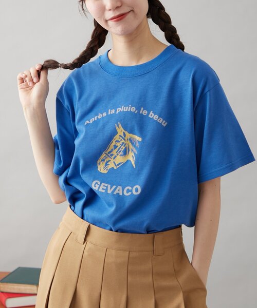 GEVACO（ゲバコ）の「【GEVACO】グラフィック半袖TEE（Tシャツ/カットソー・レディース・ブルー/チャコールグレー/ホワイト・SMALL/MEDIUM/LARGE）」の16枚目の写真