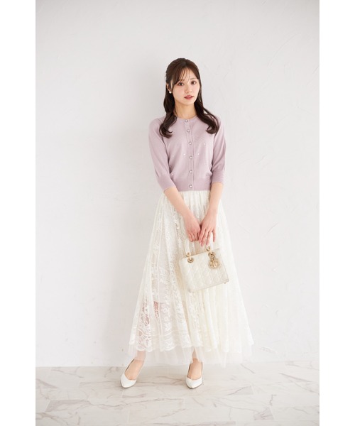 tocco closet(トッコ クローゼット)の「裾ビーズ付きレース×チュールフレアスカート(スカート・レディース・グレー/ピンク/アイボリー・M)」の10枚目の写真
