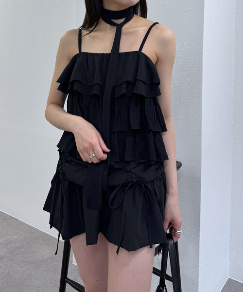 セール】[mline]チョーカー付き フリルキャミブラウス（シャツ