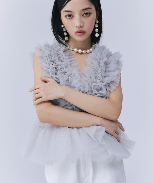 りです。 エイミーイストワール　チュールフリルボリュームベスト セール】チュールフリルボリュームベスト（ベスト）｜EIMY ISTOIRE