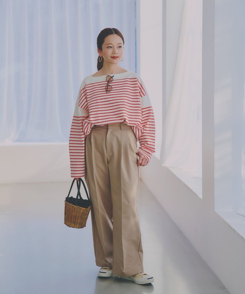 GLOBAL WORK（グローバルワーク）の「高山直子さんコラボ/タックワイドチノパンツ/EiiS/289617（チノパンツ・レディース・ベージュ/アイボリー/ブラック・X-SMALL/SMALL/MEDIUM/LARGE）」の8枚目の写真