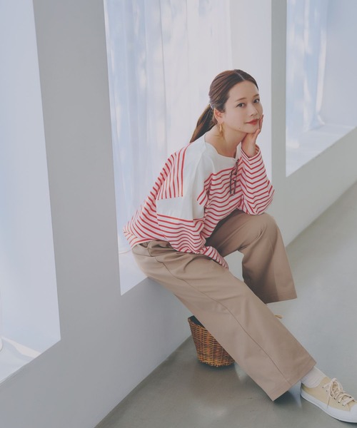 新品未使用 定価以下 タグ付 Lサイズ ブルコ×WAX コラボ チノパン セール】高山直子さんコラボ/タックワイドチノパンツ/EiiS