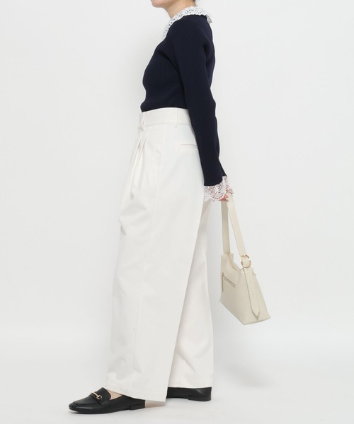 GLOBAL WORK（グローバルワーク）の「高山直子さんコラボ/タックワイドチノパンツ/EiiS/289617（チノパンツ・レディース・ベージュ/アイボリー/ブラック・X-SMALL/SMALL/MEDIUM/LARGE）」の16枚目の写真