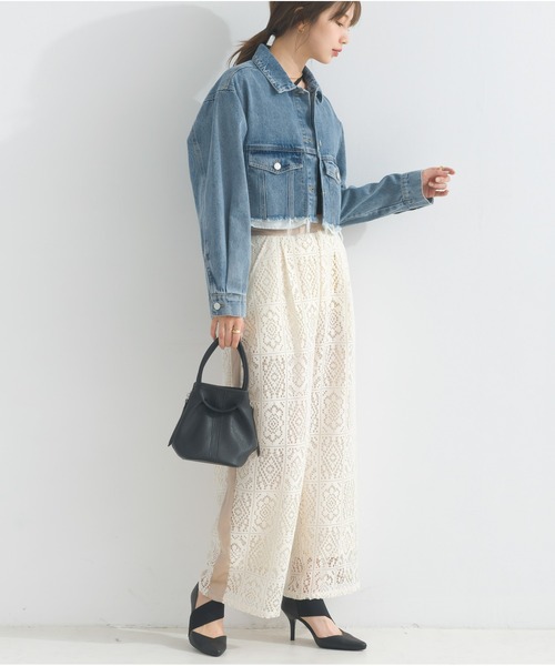 OandI(オーアンドアイ)の「デニムクロップドジャケット(デニムジャケット・レディース・ブルー/ケミカルウォッシュ・FREE)」の12枚目の写真