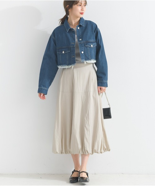OandI(オーアンドアイ)の「デニムクロップドジャケット(デニムジャケット・レディース・ブルー/ケミカルウォッシュ・FREE)」の4枚目の写真