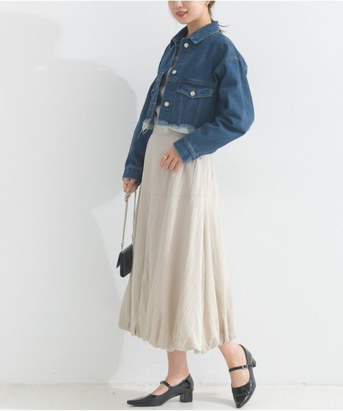 OandI(オーアンドアイ)の「デニムクロップドジャケット(デニムジャケット・レディース・ブルー/ケミカルウォッシュ・FREE)」の8枚目の写真