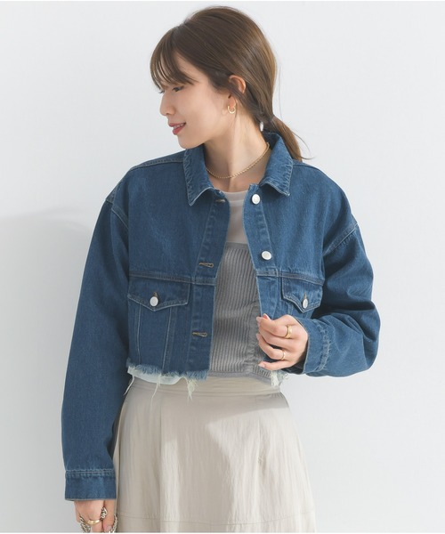 OandI(オーアンドアイ)の「デニムクロップドジャケット(デニムジャケット・レディース・ブルー/ケミカルウォッシュ・FREE)」の17枚目の写真