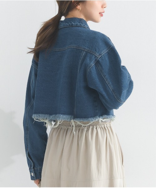 OandI(オーアンドアイ)の「デニムクロップドジャケット(デニムジャケット・レディース・ブルー/ケミカルウォッシュ・FREE)」の19枚目の写真