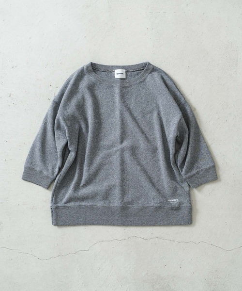 quadro(クオドロ)の「Wジャガード7分袖クルーネックプルオーバー(Tシャツ/カットソー・レディース・キナリ/ネイビー/グレー・FREE)」の2枚目の写真