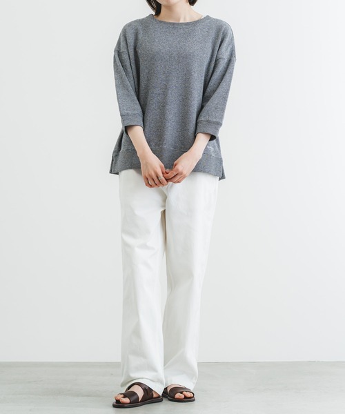 quadro(クオドロ)の「Wジャガード7分袖クルーネックプルオーバー(Tシャツ/カットソー・レディース・キナリ/ネイビー/グレー・FREE)」の17枚目の写真