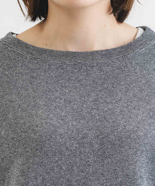 quadro(クオドロ)の「Wジャガード7分袖クルーネックプルオーバー(Tシャツ/カットソー・レディース・キナリ/ネイビー/グレー・FREE)」の20枚目の写真