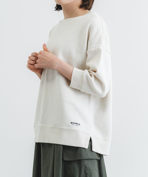quadro(クオドロ)の「Wジャガード7分袖クルーネックプルオーバー(Tシャツ/カットソー・レディース・キナリ/ネイビー/グレー・FREE)」の18枚目の写真