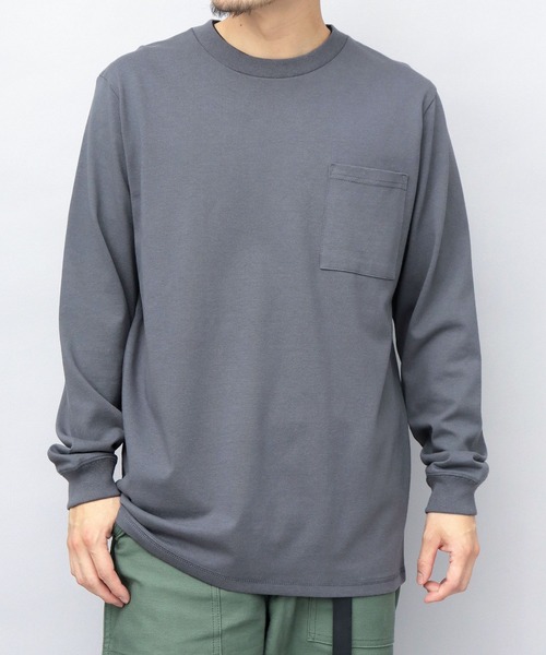 Goodwear(グッドウェア)の「USAコットン 吸水速乾・接触冷感 袖リブ ポケット付き ロングスリーブ Tシャツ レギュラーシルエット(Tシャツ/カットソー・メンズ・ブラック/ホワイト/グレー・M/L/XL)」の1枚目の写真