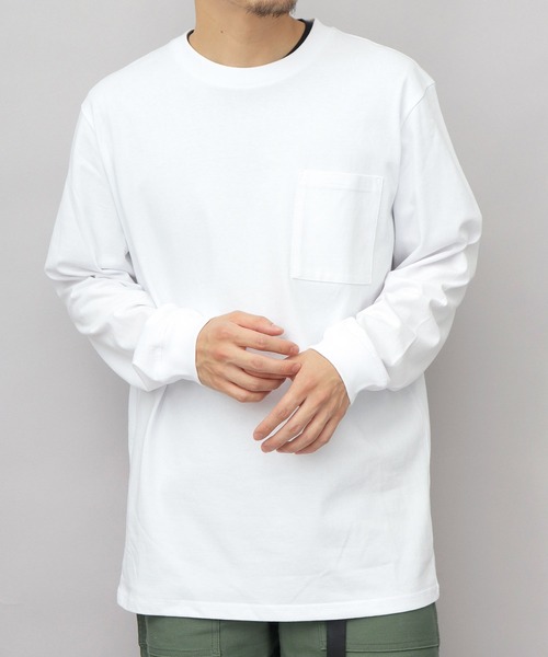 Goodwear(グッドウェア)の「USAコットン 吸水速乾・接触冷感 袖リブ ポケット付き ロングスリーブ Tシャツ レギュラーシルエット(Tシャツ/カットソー・メンズ・ブラック/ホワイト/グレー・M/L/XL)」の2枚目の写真