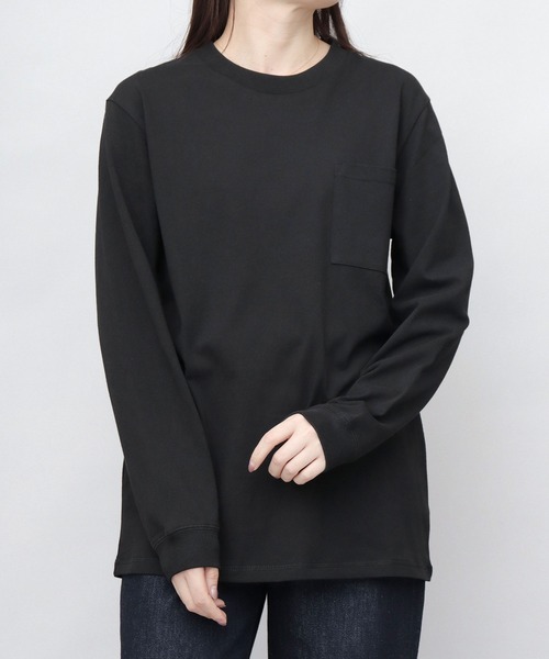 Goodwear(グッドウェア)の「USAコットン 吸水速乾・接触冷感 袖リブ ポケット付き ロングスリーブ Tシャツ レギュラーシルエット(Tシャツ/カットソー・メンズ・ブラック/ホワイト/グレー・M/L/XL)」の3枚目の写真