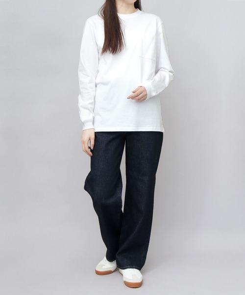 Goodwear(グッドウェア)の「USAコットン 吸水速乾・接触冷感 袖リブ ポケット付き ロングスリーブ Tシャツ レギュラーシルエット(Tシャツ/カットソー・メンズ・ブラック/ホワイト/グレー・M/L/XL)」の4枚目の写真