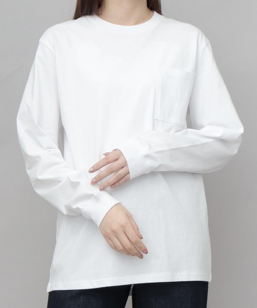 Goodwear(グッドウェア)の「USAコットン 吸水速乾・接触冷感 袖リブ ポケット付き ロングスリーブ Tシャツ レギュラーシルエット(Tシャツ/カットソー・メンズ・ブラック/ホワイト/グレー・M/L/XL)」の15枚目の写真