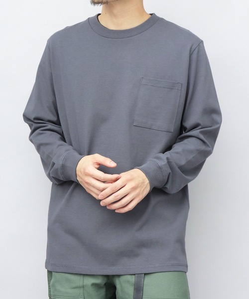 Goodwear(グッドウェア)の「USAコットン 吸水速乾・接触冷感 袖リブ ポケット付き ロングスリーブ Tシャツ レギュラーシルエット(Tシャツ/カットソー・メンズ・ブラック/ホワイト/グレー・M/L/XL)」の9枚目の写真