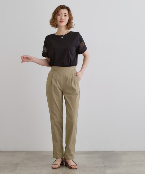 grove（グローブ）の「高身長さん向け＋5cm【接触冷感】サマーハイパーストレッチテーパードパンツ（その他パンツ・レディース・ネイビー/ブラック/カーキ/チャコールグレー/ナチュラル・01/02/03/04/05）」の11枚目の写真