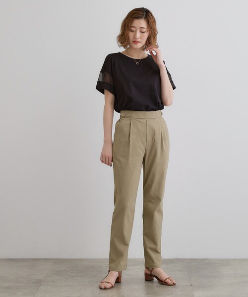 grove（グローブ）の「高身長さん向け＋5cm【接触冷感】サマーハイパーストレッチテーパードパンツ（その他パンツ・レディース・ネイビー/ブラック/カーキ/チャコールグレー/ナチュラル・01/02/03/04/05）」の12枚目の写真