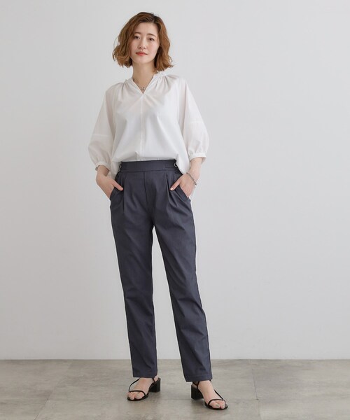 grove（グローブ）の「高身長さん向け＋5cm【接触冷感】サマーハイパーストレッチテーパードパンツ（その他パンツ・レディース・ネイビー/ブラック/カーキ/チャコールグレー/ナチュラル・01/02/03/04/05）」の19枚目の写真