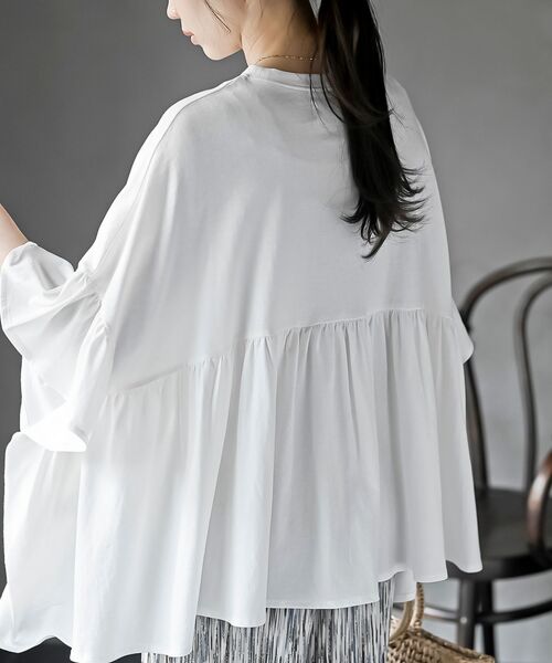 rps(アールピーエス)の「テールカットフリルワイドTシャツ(Tシャツ/カットソー・レディース・ネイビー/ブラック/オフホワイト・フリー)」の10枚目の写真