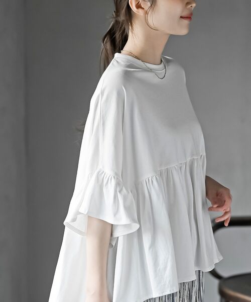 rps(アールピーエス)の「テールカットフリルワイドTシャツ(Tシャツ/カットソー・レディース・ネイビー/ブラック/オフホワイト・フリー)」の11枚目の写真