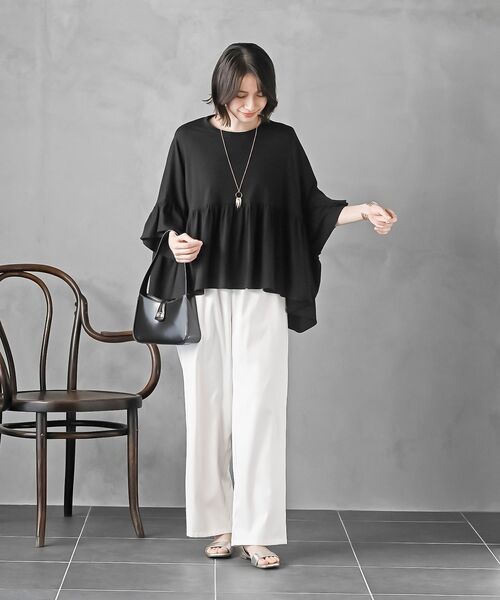 rps(アールピーエス)の「テールカットフリルワイドTシャツ(Tシャツ/カットソー・レディース・ネイビー/ブラック/オフホワイト・フリー)」の12枚目の写真