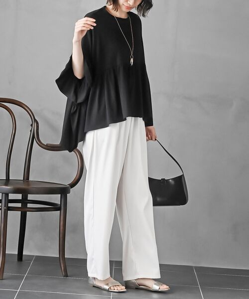 rps(アールピーエス)の「テールカットフリルワイドTシャツ(Tシャツ/カットソー・レディース・ネイビー/ブラック/オフホワイト・フリー)」の15枚目の写真