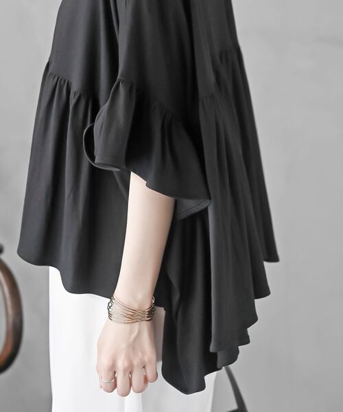 rps(アールピーエス)の「テールカットフリルワイドTシャツ(Tシャツ/カットソー・レディース・ネイビー/ブラック/オフホワイト・フリー)」の17枚目の写真